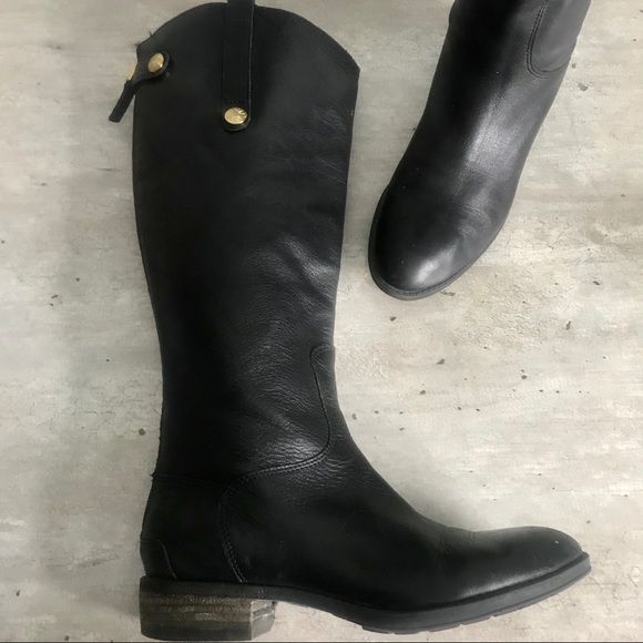 Sam Edelman Penny Riding Boots Tall Black Leather - Picture 6 of 8